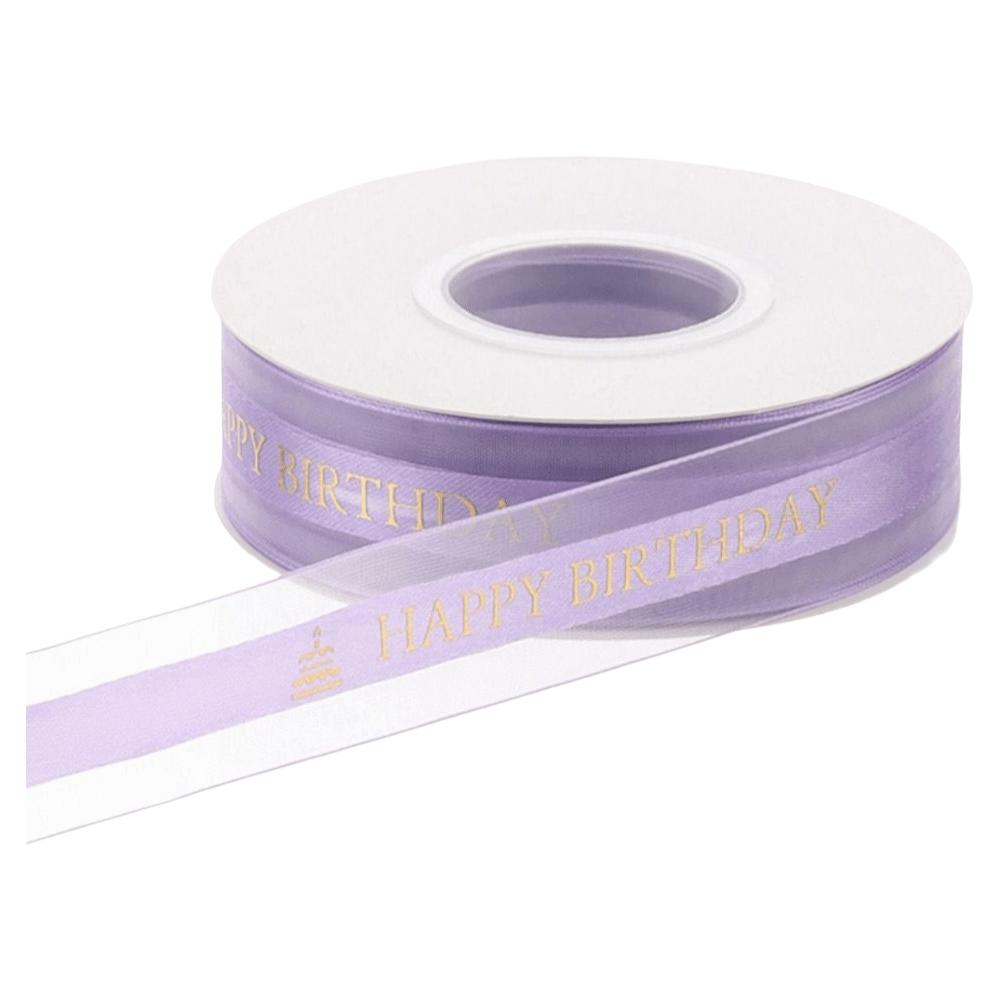 Happy birthday Organza Ribbon 2.5cm Width Lurex Ribbon Bow Making Satin Ribbon  Gift Packing