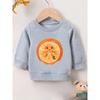 Cute Orange Rabbit Print | Thin Comfortable Round Neck Hoodie For 0-3 Year Old Baby Girls In Spring And Autumn