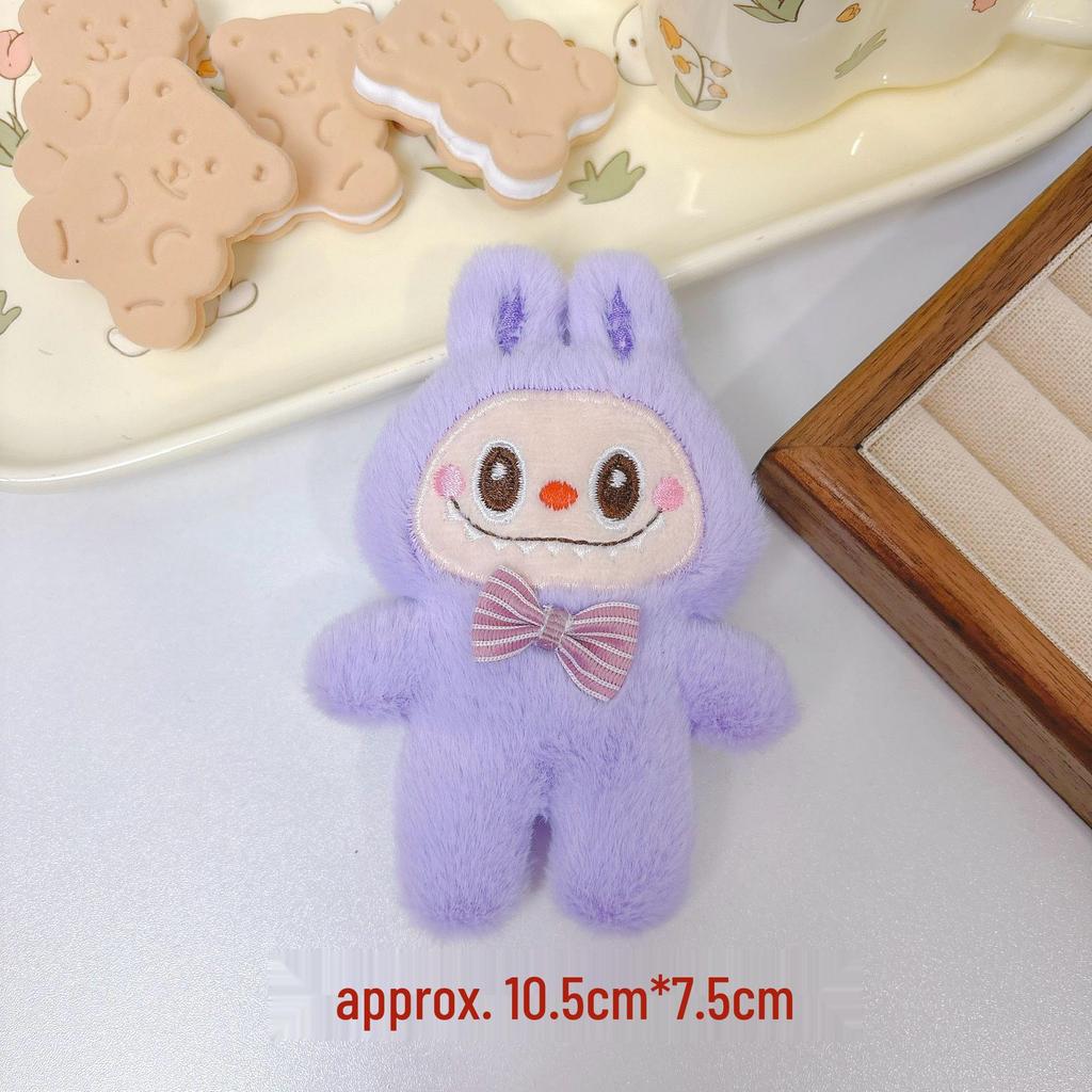 Adorable Labubu Plush Doll Keychain with Bow Accent: Cartoon Character Charm for Bags and Accessories