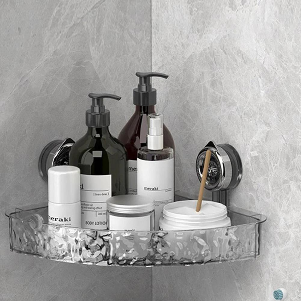 Shower Suction Cup Shelf Basket Light Glacier Pattern One Second Installation Bathroom Organizer Storage Rotating To Suck Remove