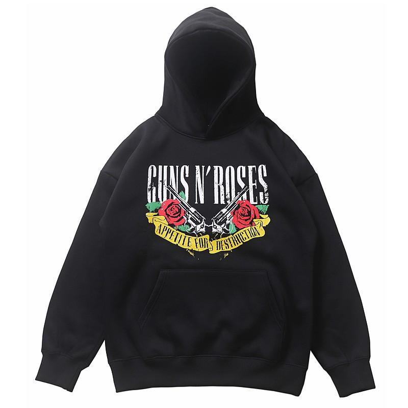 Kafatası Baskılı Unisex Oversize Kapüşonlu Sweatshirt Rock Band Tarzı Pamuklu Polar Astarlı Kışlık Günlük Giyim