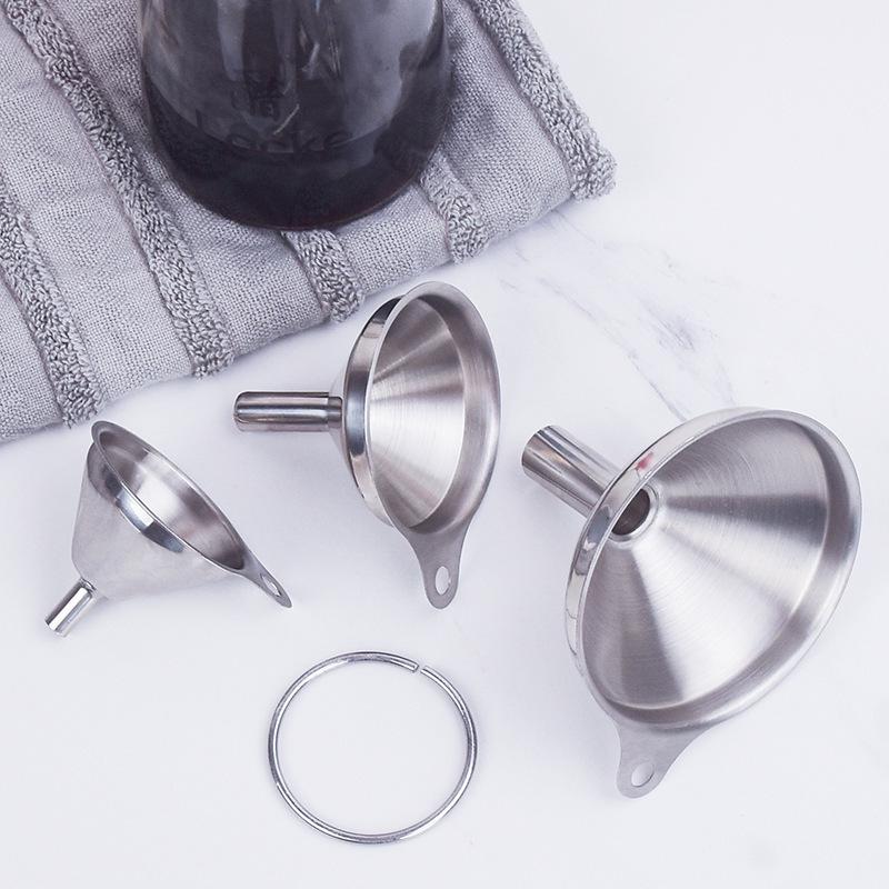 3-Piece Stainless Steel Mini Funnel Set for Oil, Vinegar, Wine & Spices