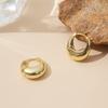 Stainless Steel Double Loop Drop Earrings for Women Girls Geometric Round Rhinestone Pendant Earrings Jewelry Gift
