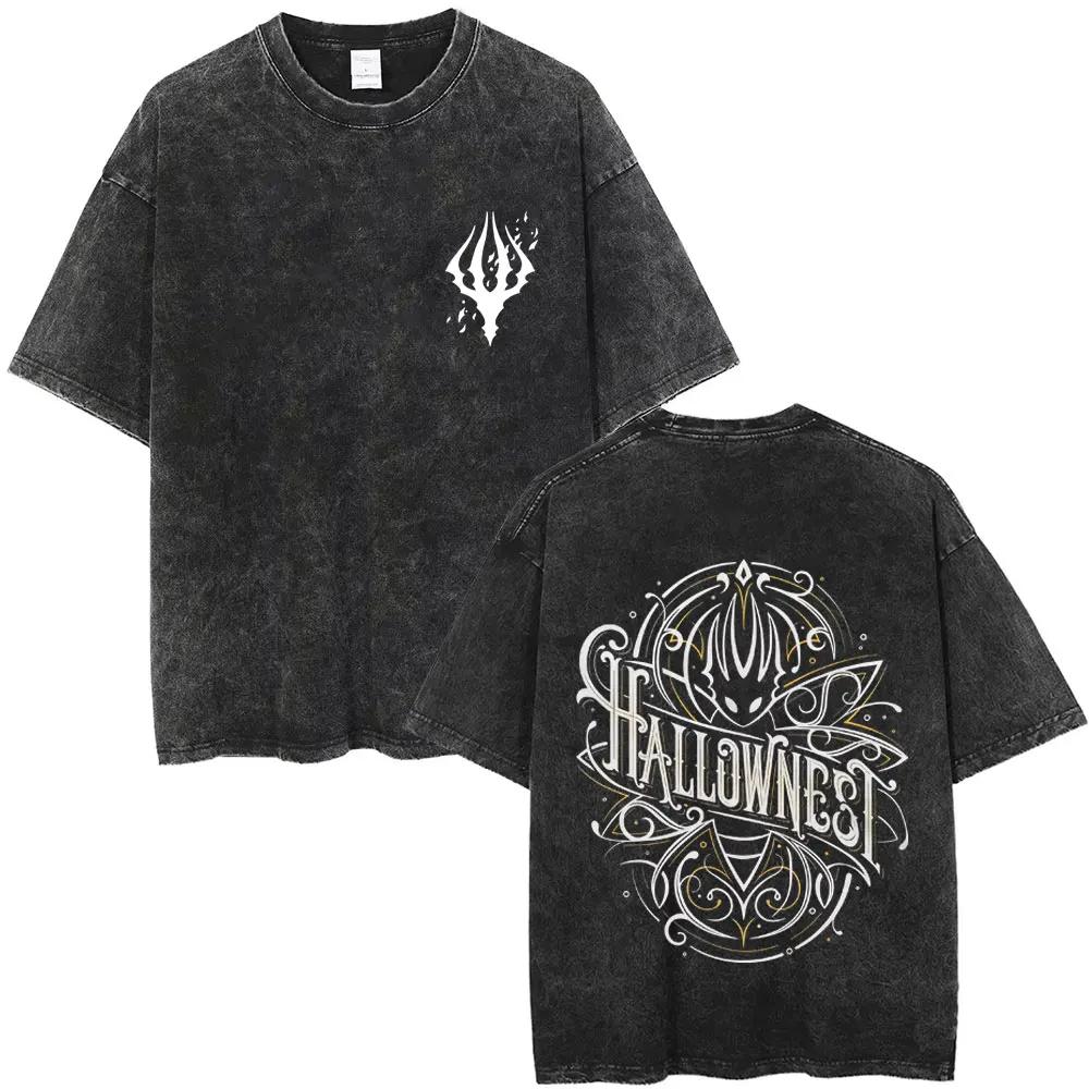 Washed Vintage Game Hollow Knight Merch T-shirt Men Women Casual Oversized Cotton T-shirts Male Cosplay Cartoon Lover T Shirts