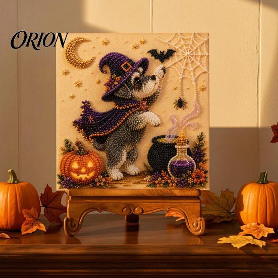 Clean Paint Free Art Set Halloween Faux Pearl Painting Kit, Puppy Ghost 3D Craft Unique Handmade Gift Idea for Adults Beginners, Home Wall Decor, DIY