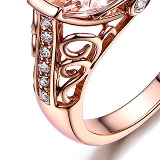 Women Ring Faux Morganite Hollow Out Jewelry Electroplating Long Lasting Finger Ring