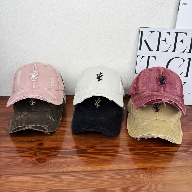 New ripped hard top letter baseball cap children wide brim big head circumference show face small versatile sun protection couple cap
