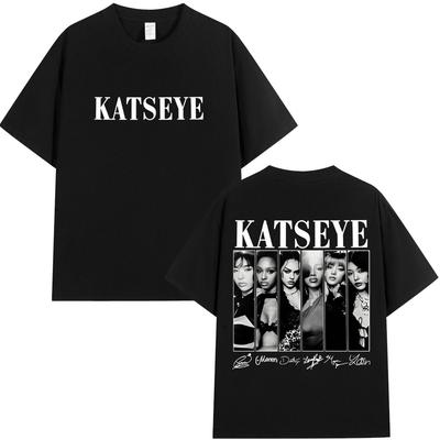 T-shirt Grafica Kpop Katseye Moda Vintage Anni '90 Uomo Donna Manica Corta Cotone Oversize Girocollo T-shirt Streetwear Regali per Fan