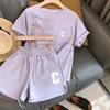Loose Short-sleeved T-shirt Casual Shorts Sports Print Letter Casual Two-piece Suit