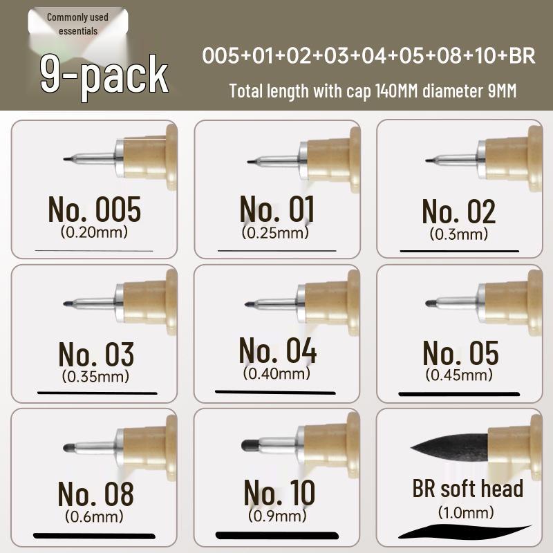 Black Outline Pen Set - Waterproof, Quick-Drying, Needle-Tip for Line Art