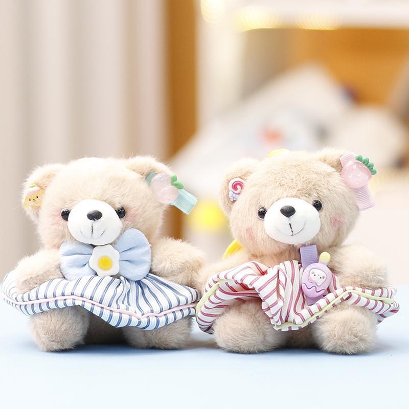 Cute Teddy Bear Plush Stuffed Animal With Pp Cotton Fill Keychain Gift For Girls