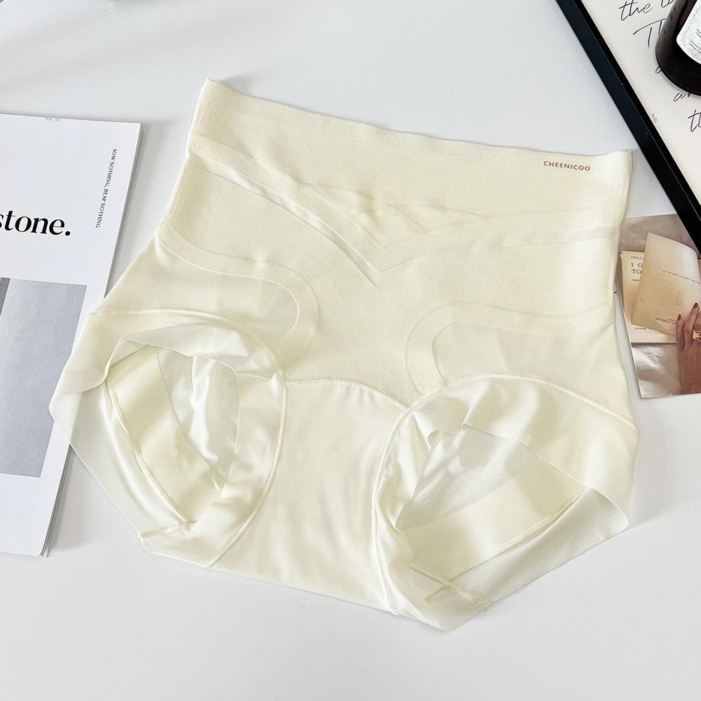 

Women s Summer Jelly Strip Breathable Ice Silk Non Trace High Waist Belly Lift Briefs XL білий