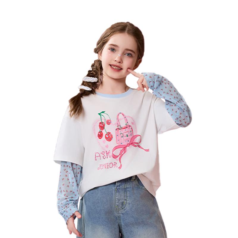 ASK JUNIOR Girls Long Sleeve Round Neck T-Shirt XXL