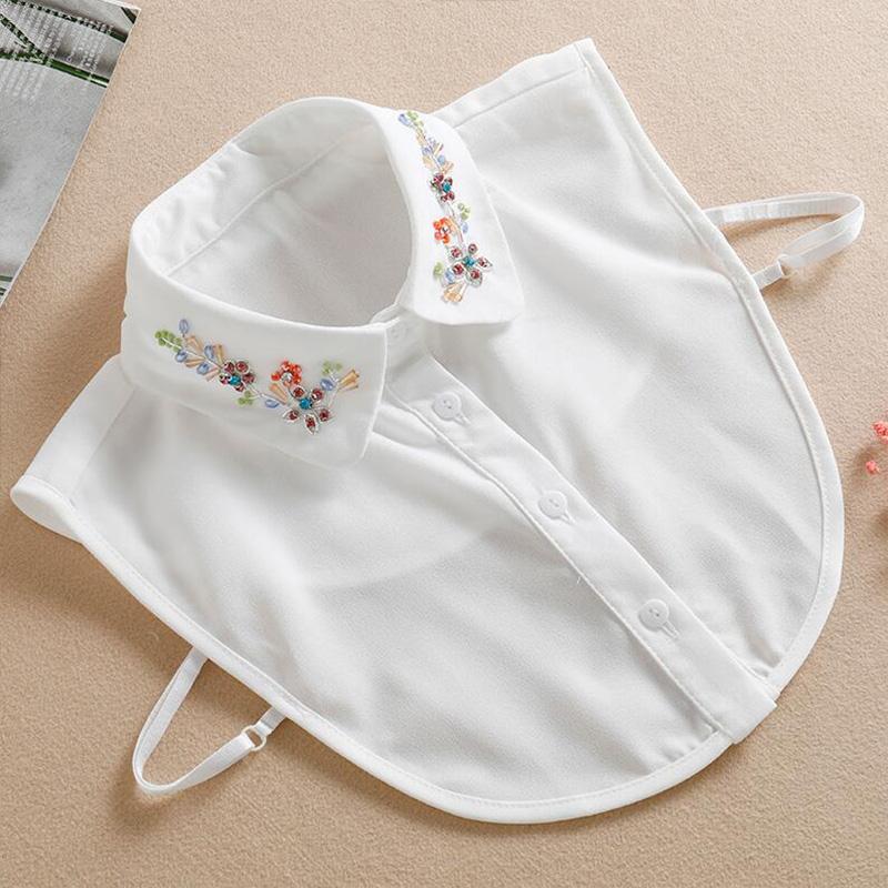 Sequined Womans Detachable Collars White  New Ladies Tie Black False Fake Collar Shirt Women Beading Removable Nep Kraagie