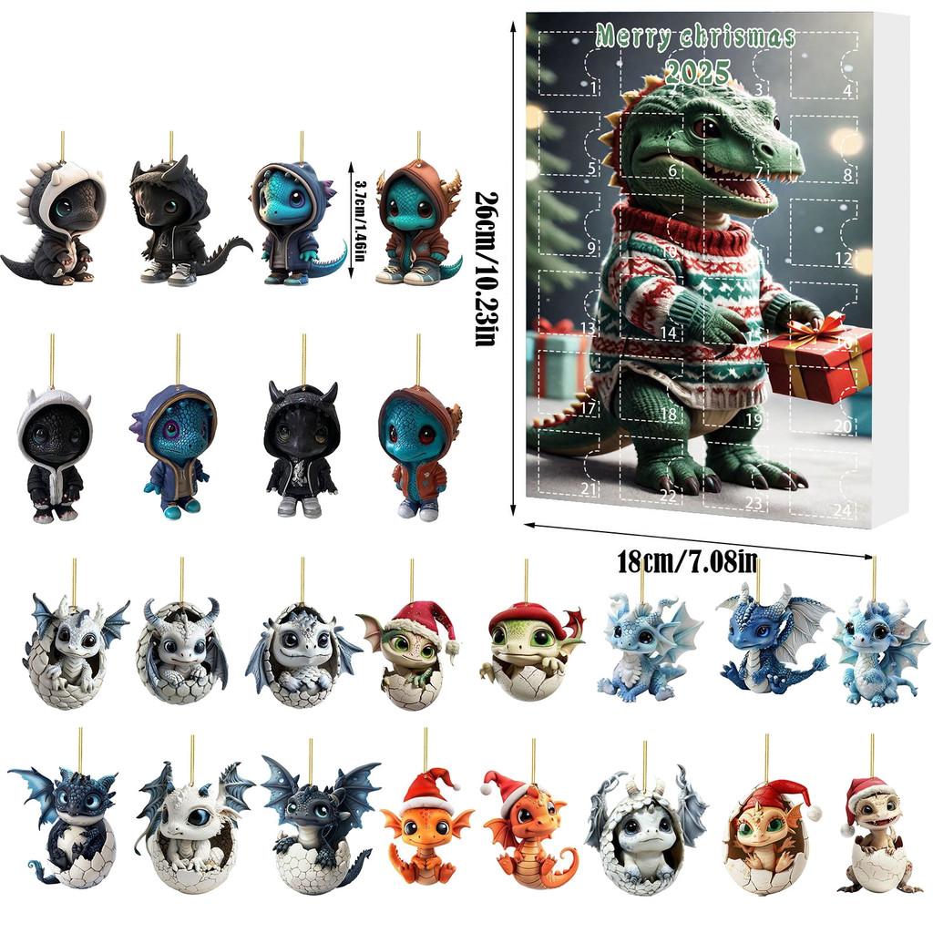 Christmas Countdown Blind Box Mini Acrylic Dragon Baby Hanging Decor For Holiday Gift Giving