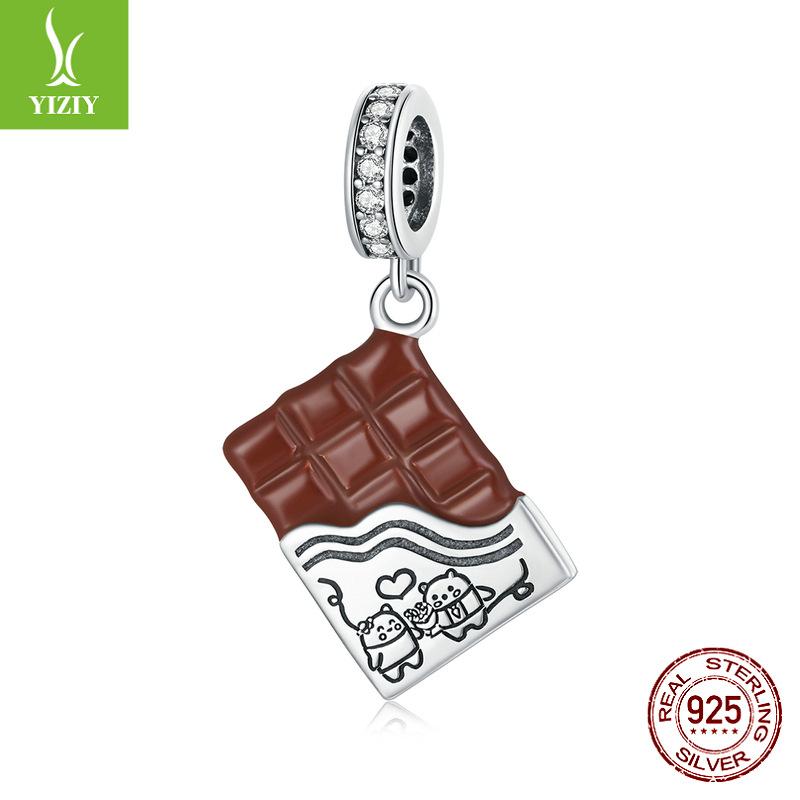 Food Dessert Afternoon Tea Chocolate Beads Collection Map, Summer Drink Sa925 Silver Beads