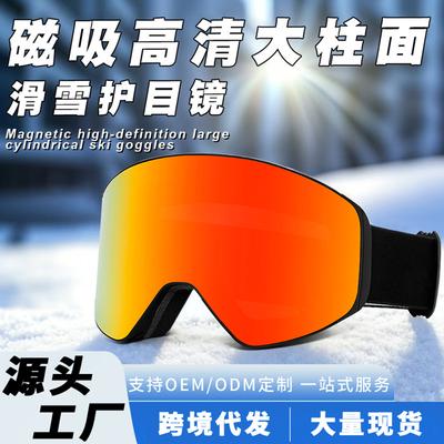 Outdoor-Skibrille mit doppellagiger Antibeschlag-Magnetbefestigung, Skibrille für Erwachsene, Männer und Frauen, Bergsteiger-Schneeschutzbrille, winddicht