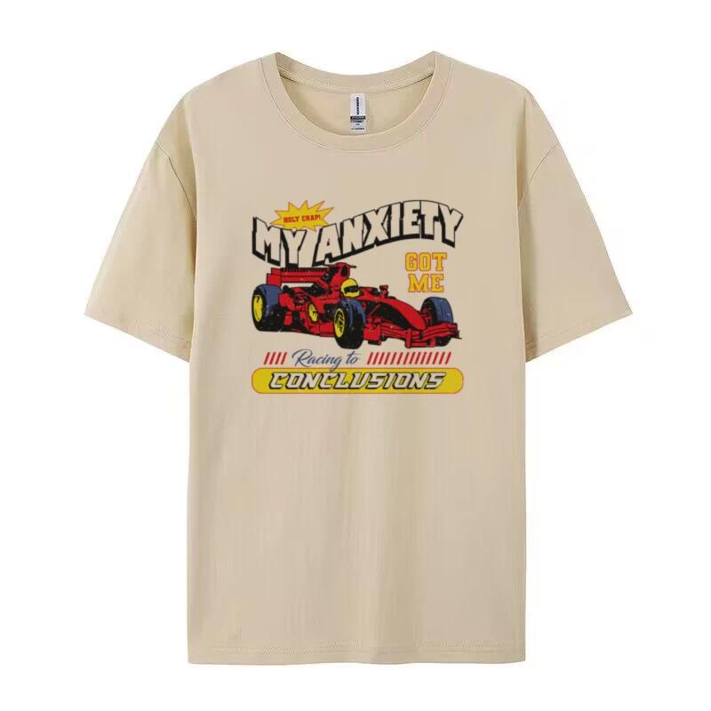 Angstlustiges Meme T-Shirt Damen Unisex Übergroß Vintage Ästhetik Rennwagen Grafik T-Shirts Unisextal Gesundheit T-Shirt Humor Oberteile Geschenk