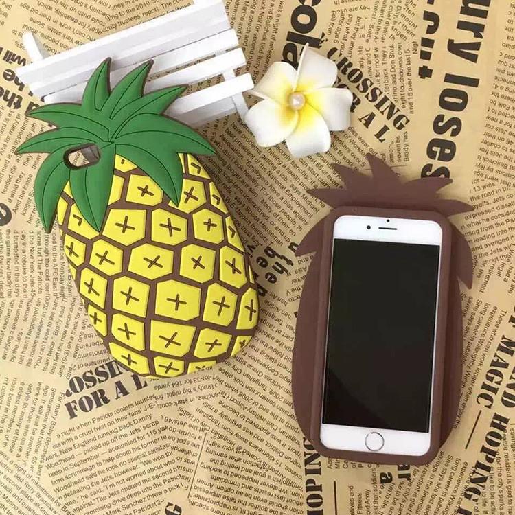 Iphone For Apple Silicone Rubber Slot Shaped Pineapple Cactus Protective Cover