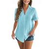 Damen-Cardigan mit kurzen Ärmeln und Reverskragen, lässig und farbenfroh