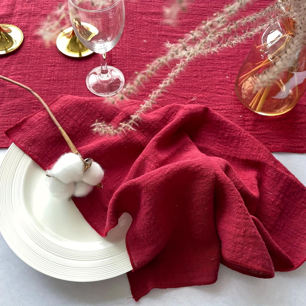 6 Stück einfarbige Servietten im Bohème-Stil, einfache und rustikale quadratische Stoffservietten, Tischdekoration