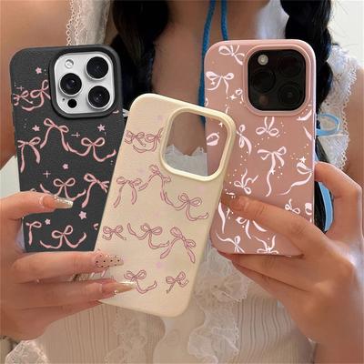 Case For OPPO Reno 13 14 12 11 10 Pro 13F 12F 11F 5G Reno 7 4G 5 6 Lite 8T 7Z 8Z 8 Leather Cute Pink Star Bow Pattern Cover