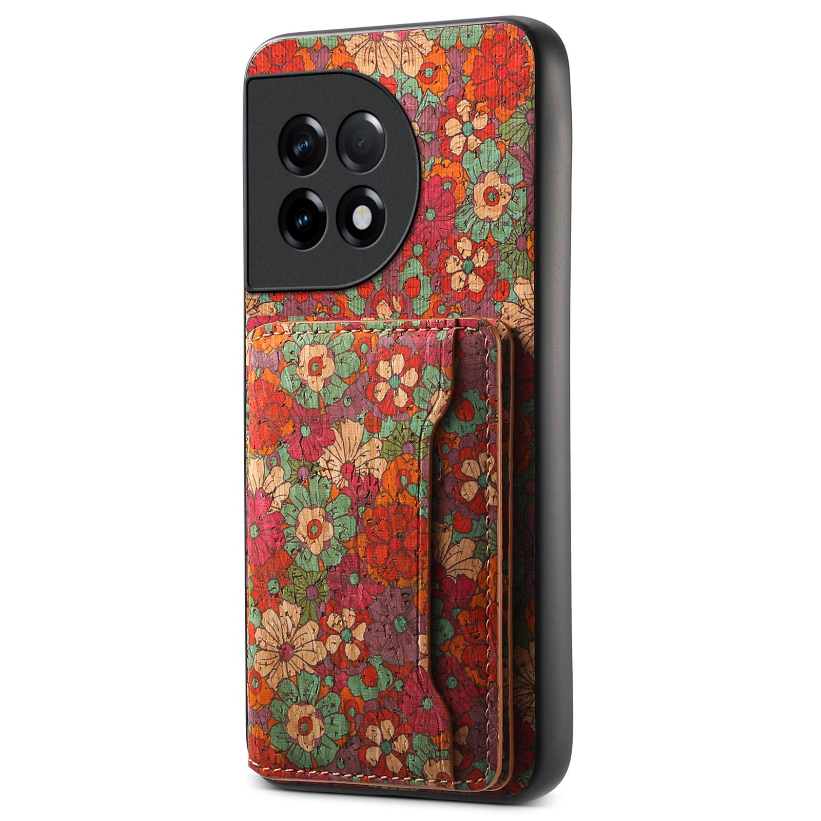 

For OnePlus Ace 2 5G/11R 5G Case Floral Pattern Card Slot Kickstand PU Covered Hybrid Phone Shell Summer/Red