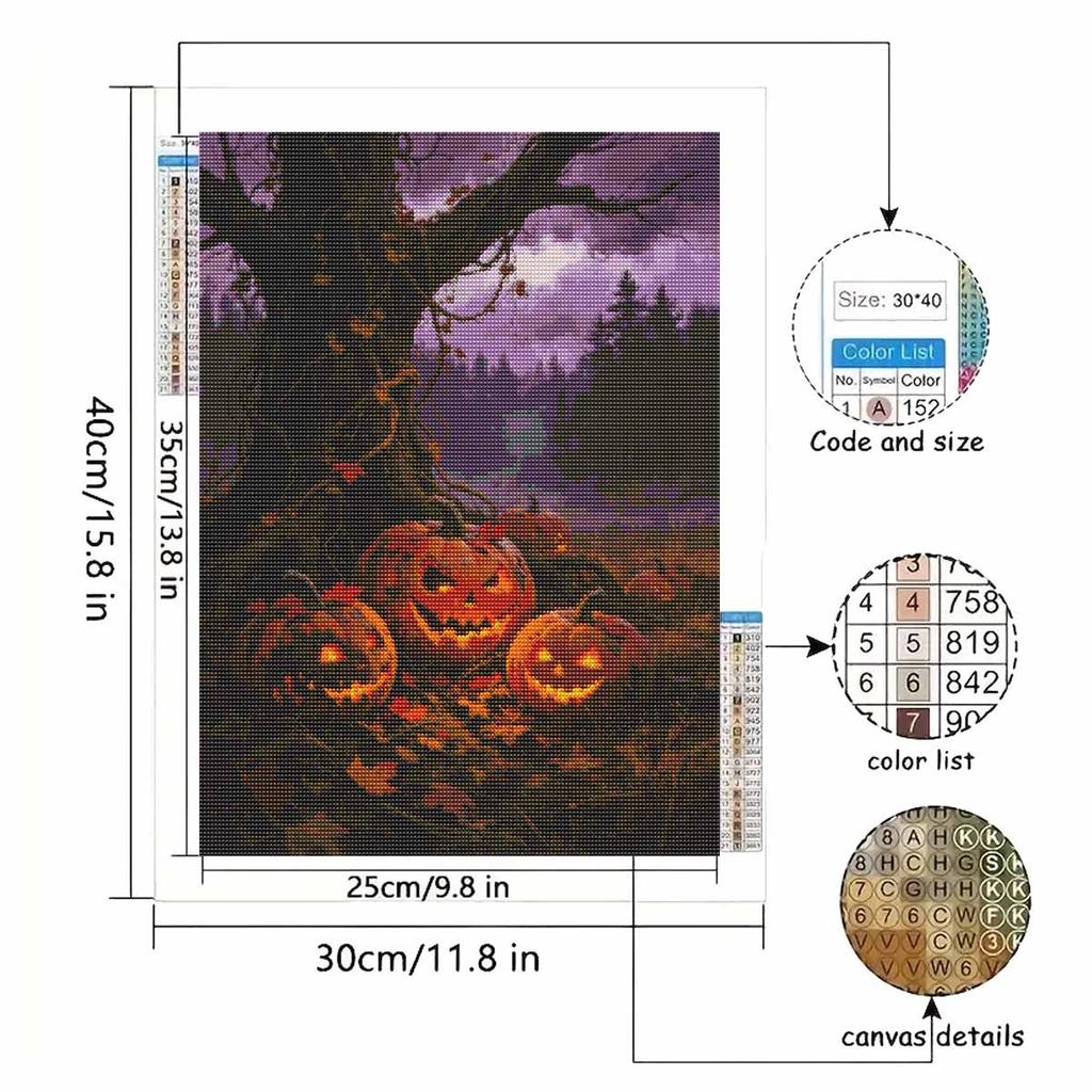 Halloween Diamond Painting Kit Handmade Diy Painting Home Decoration Painting.pumpkins.tree.autumn.nature.art.craft.wall.decor