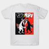Men Black Print T-shirt Spy Vs Spy No-Cut Transfer Paper Print Cotton Tshirt
