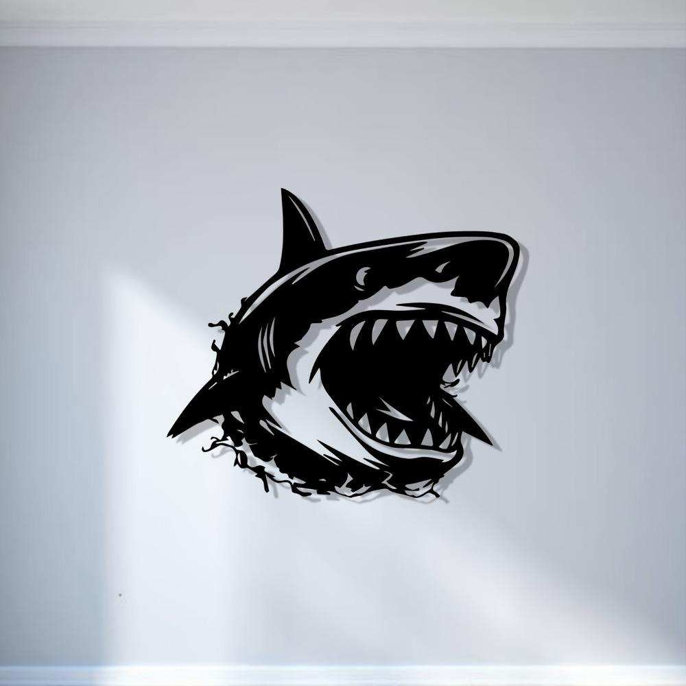 Shark Metal Wall Art Man Cave Decor Game Room Gift