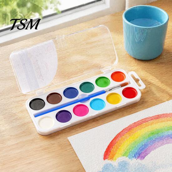 Holiday Card Making Supplies Watercolor Paint Set, Portable Washable Solid Palette, Bright Art Colors Pigment Kit, for Kids Beginners Illustrations