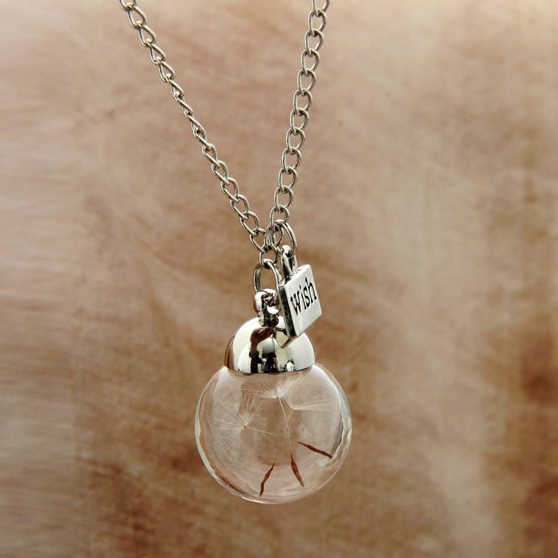 Dandelion Glass Fashion Bottle Girls Necklace Simple Decorative Accessories