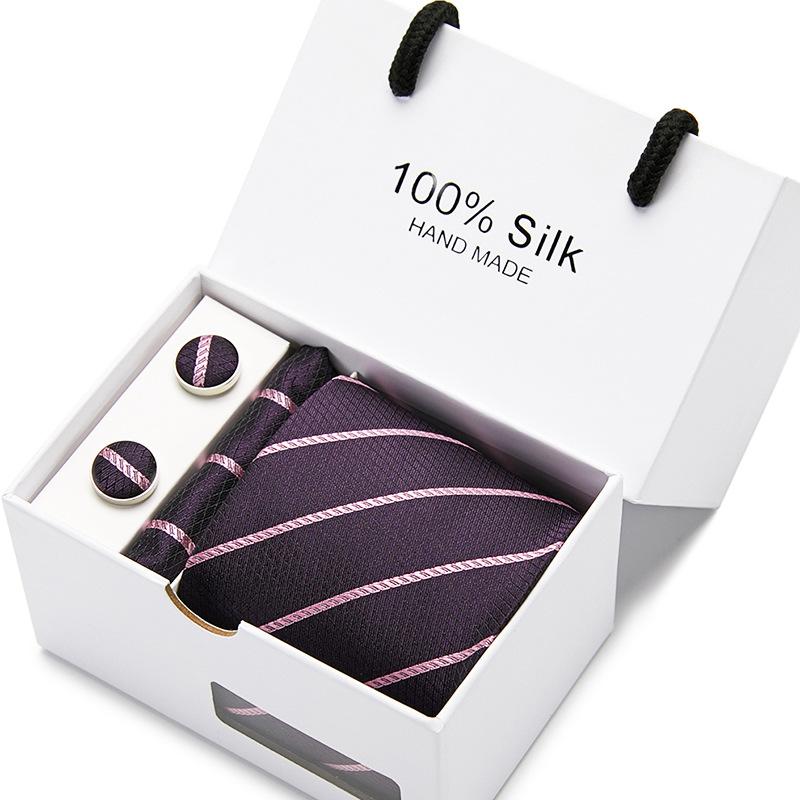 Men'S Tie Gift Box 5-Piece Set Tie Pocket Towel Scarf Cuff