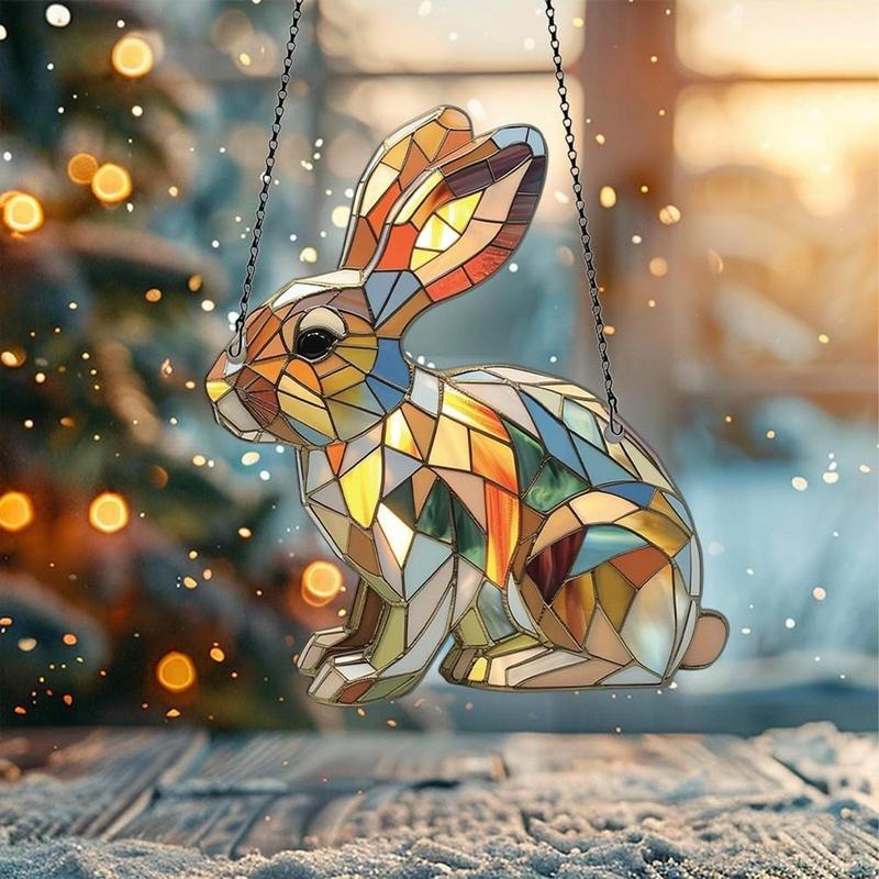 Ostern Flacher Hase Deko Fensteranhänger 2D Ostern Acryl Frühlingssaison Verträumte Deko Innen Außen Sonnenlichtfangende Kunst Für