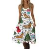 Vestito Sexy da Donna a Spalle Scoperte con Stampa Natalizia Vintage per Festa