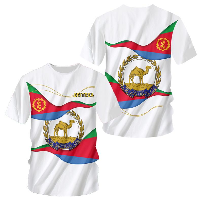 T-Shirt mit eritreischer Flagge (3D-Druck) für Herren, lässig, trendig, sportlich, schnelltrocknend, Rundhalsausschnitt, lockere Kurzarmkleidung