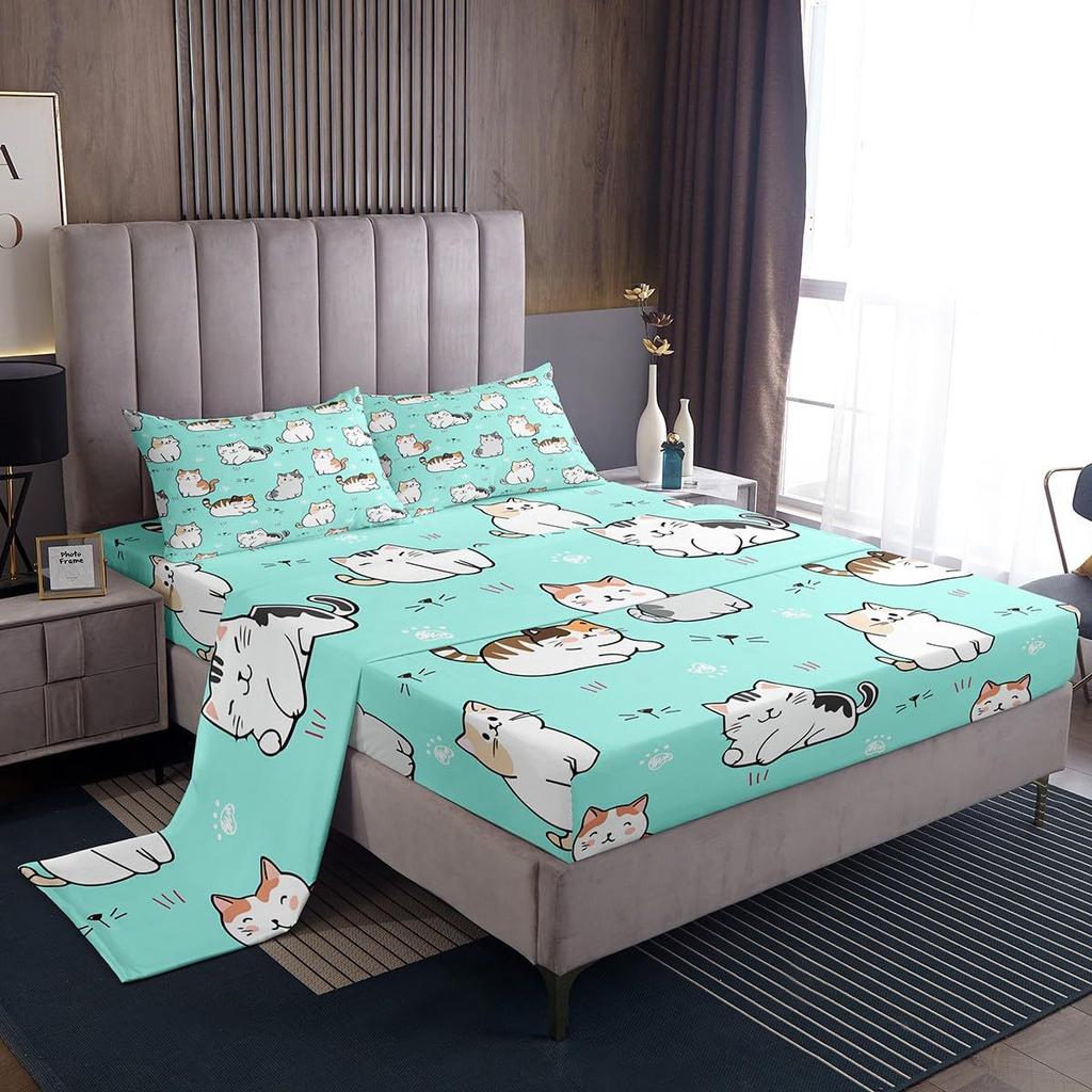 Cute Cartoon Panda Pattern Bed Hat Four-Piece Bedding Set Bedroom Dormitory Bedding Decoration