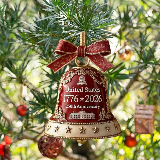 USA 250. výročí Zvonek Ozdoba Pozlacený Kovový Přívěsek Odolná Sběratelská Dekorace Vánoční Tematický Dekorativní Zvonek