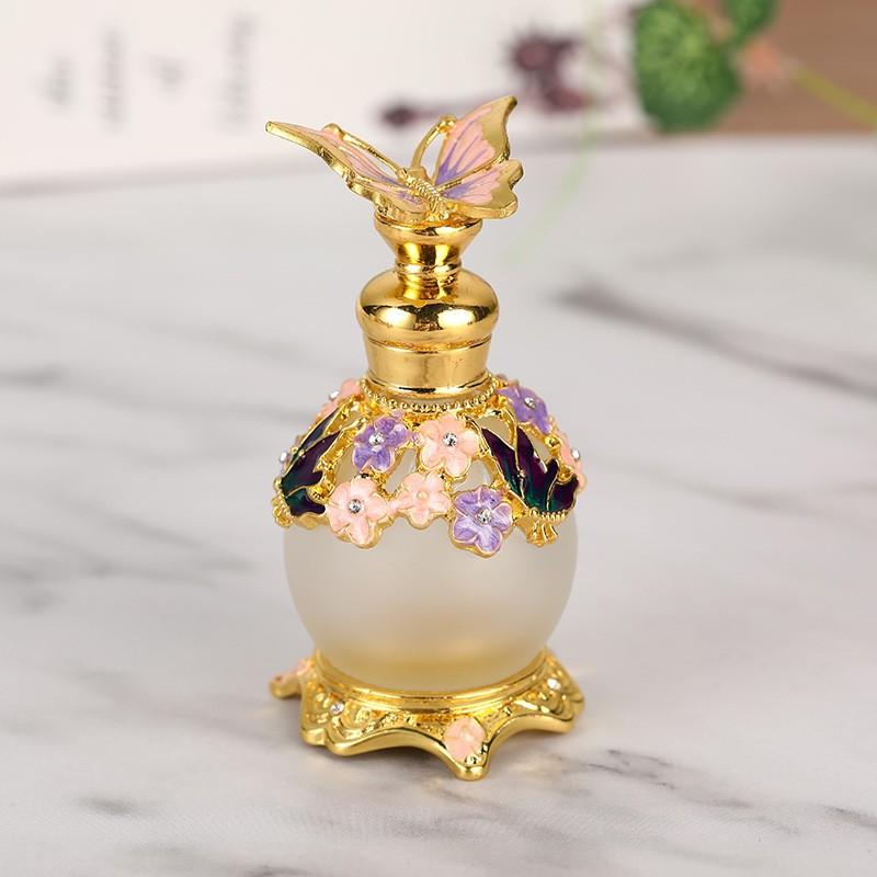 15ML Butterfly Metal Perfume Oil Round Bottle Multi-color Colorant Glass Perfume Oil.