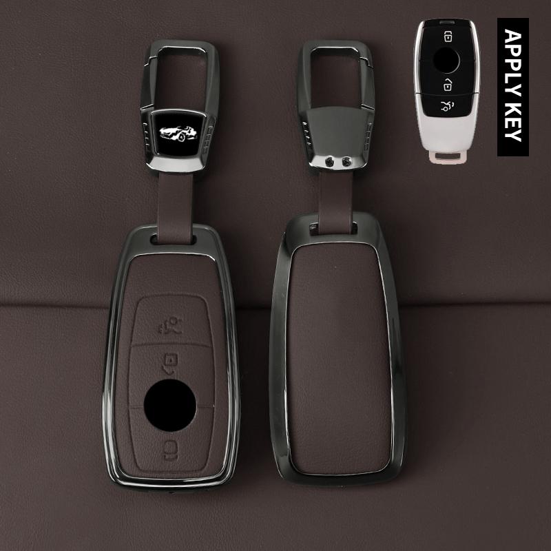Zinc Alloy Leather Car Key Fob Case 3/4 Button Fits Mercedes-Benz A220 E63S Amg E-Class Gle 350 4Matic E300 E400 E43 W