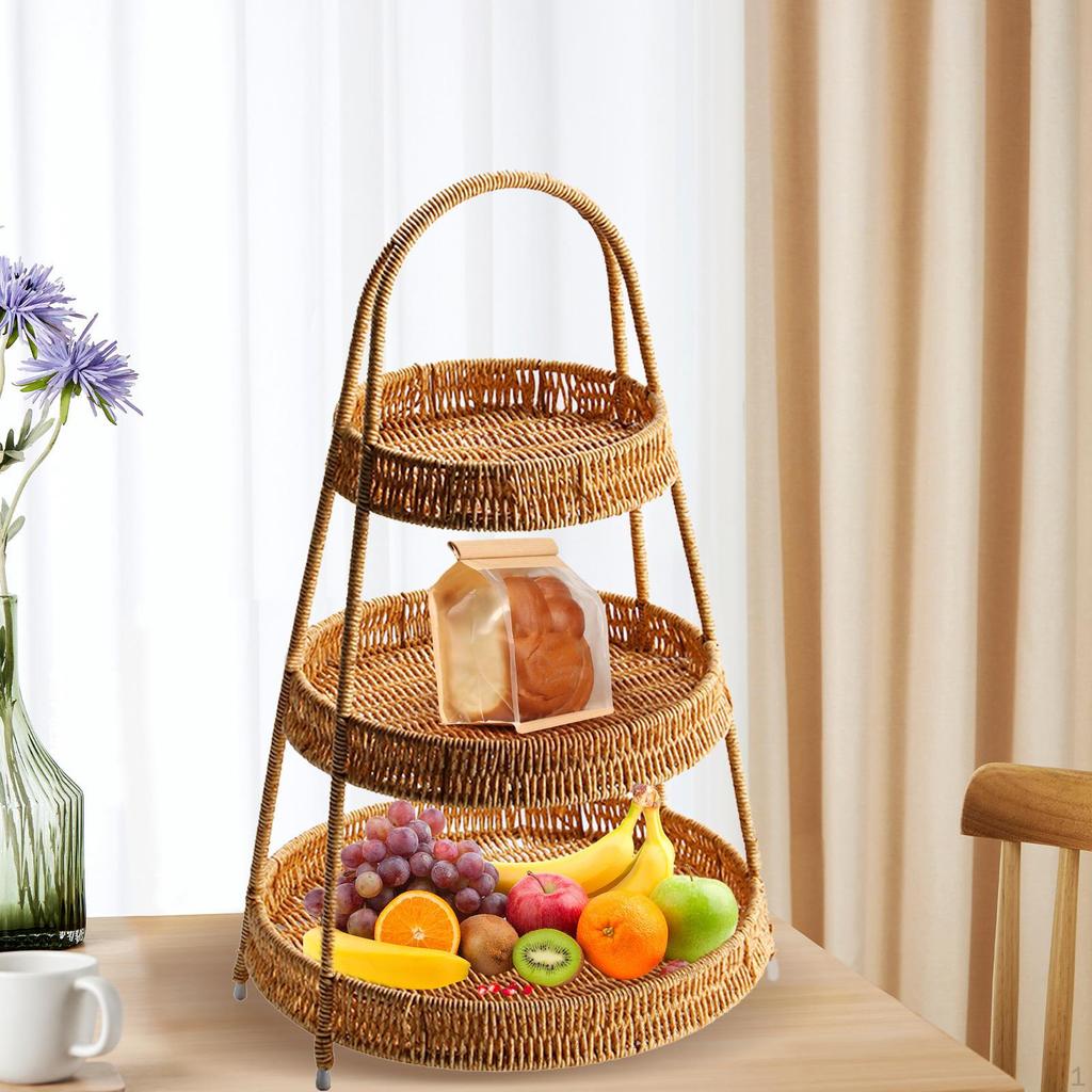 Essens-Snack-Tablett, Gewebtes Serviertablett Küchen-Organizer, handgewebter Weidenkorb