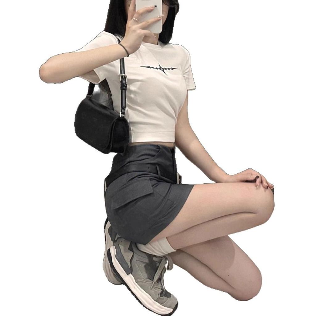 Grey Sophisticated A-Line Suit Skirt for Women Summer Sweet & Edgy Academic Style High Waist Slimming Bodycon Short Casual All-match Versatile Skirt