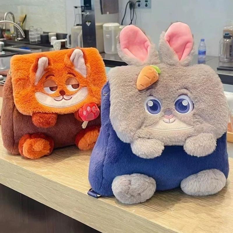 Disney Zootopija Mielas Animacinis Personažas Judy Hopps Nick Wilde Pliušinis Kuprinė Per Petį Vienos Peties Krepšys Atverčiamas Viršus Kawai Festivalio Dovana