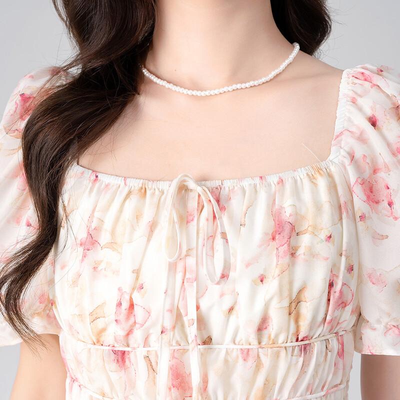 Aiyilian Women's French Floral Midi Dress