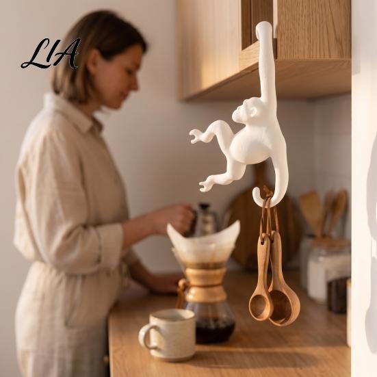 Cabinet Door Banana Holder Monkey Hook, 3D Printed Under Kitchen Hanger Storage Funny for Design Hook Bananas, Keys, Bags, Hats, Coats Countertop