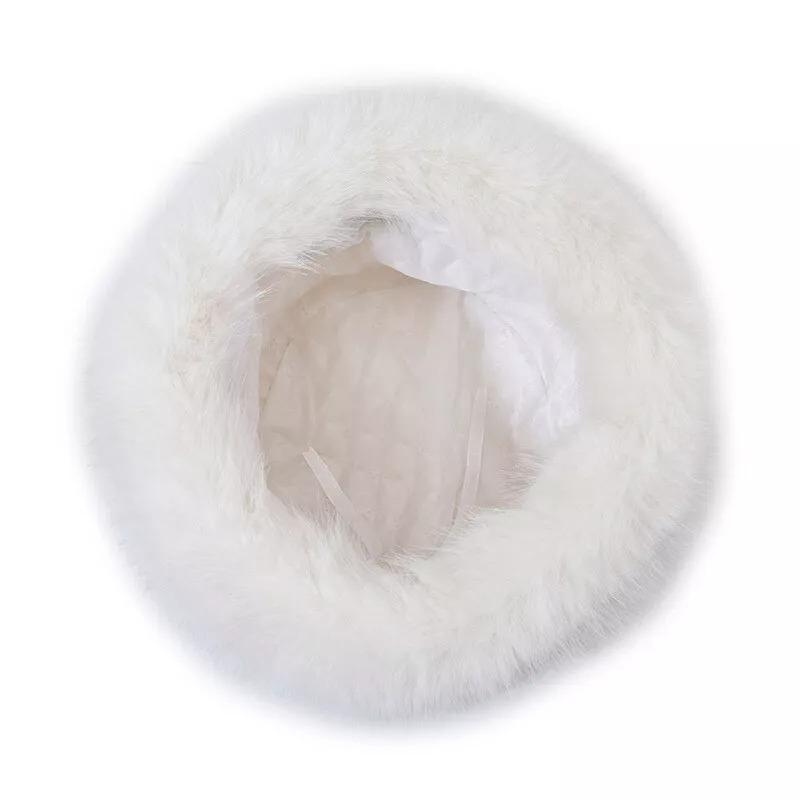 Winter Warm Fluffy Faux Fur Bucket Hat for Women Thermal Windproof Fisherman Cap Warmer