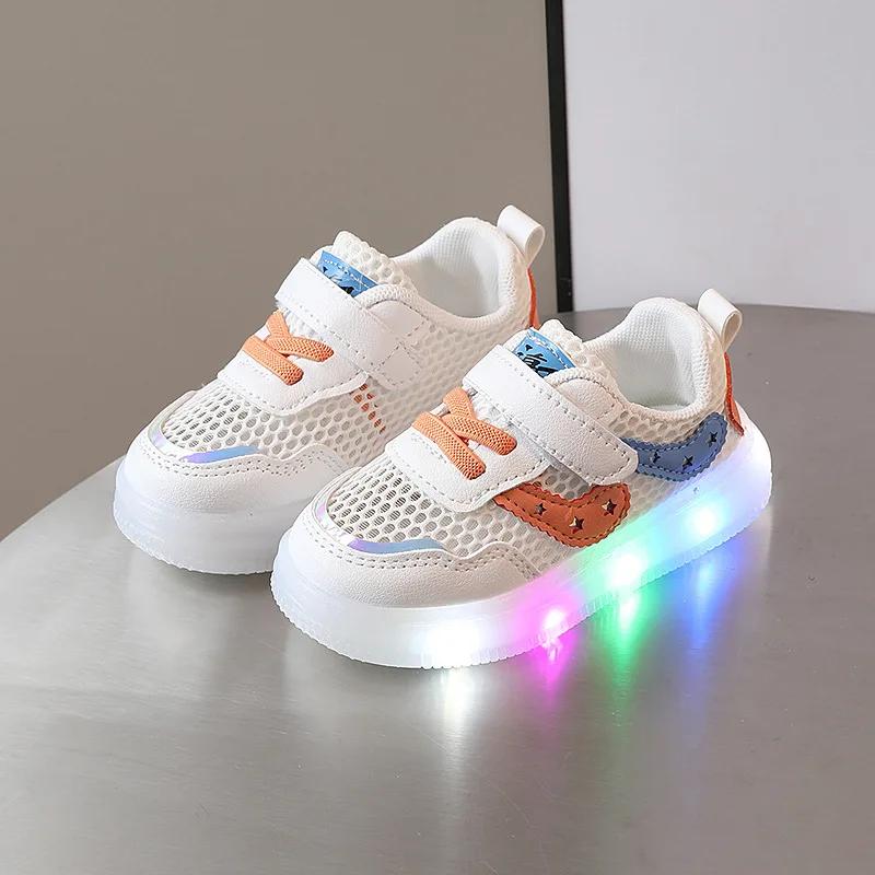 Child Shoe Boys Girl Led Light Sneakers Glowing Shoe for Kids Soft Soled Breathable Casual Shoes Infant Toddler Baby Shoes Tenis