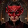 Gekleurd Zwart Rood Demonenmasker Eng Halloween Schuim voor Volwassenen, Half Comfortabel Langdurig te Dragen Maskerade Gezicht Duivel Accessoires met Hoorns Cosplay