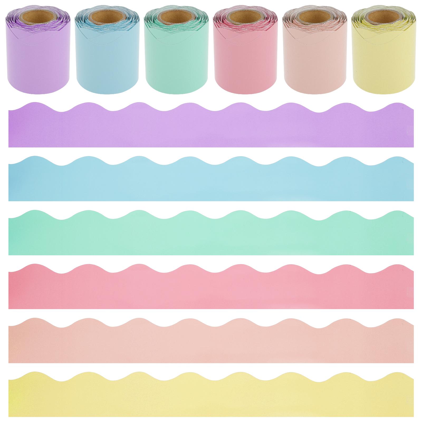 

6 Rolls Bulletin Board Borders Stickers 196.8 Ft Scalloped Bulletin Border Trim Classroom Bulletin Board Wallpaper Wall Sticker