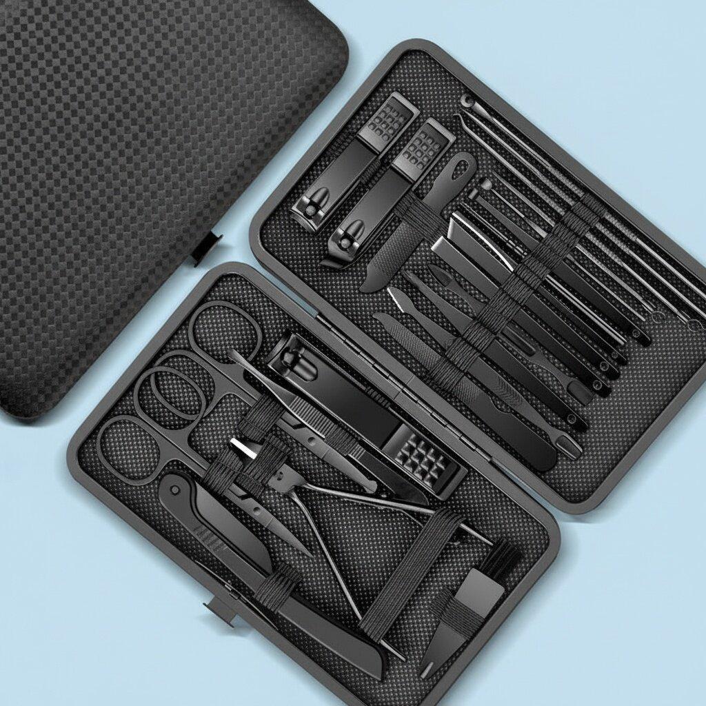 Cross-border Beauty Carbon Steel Portable Luxury 24-in-1 Nail Set Full Manicure Kit Dead Skin Cutters Oblique Cut for